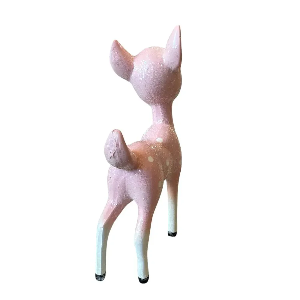 34th & Pine Pink Glitter Christmas Reindeer 9in Holiday Decor Viral NEW